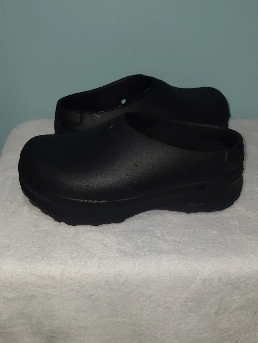 adidas Black Matte Slip-On Clogs with Trefoil